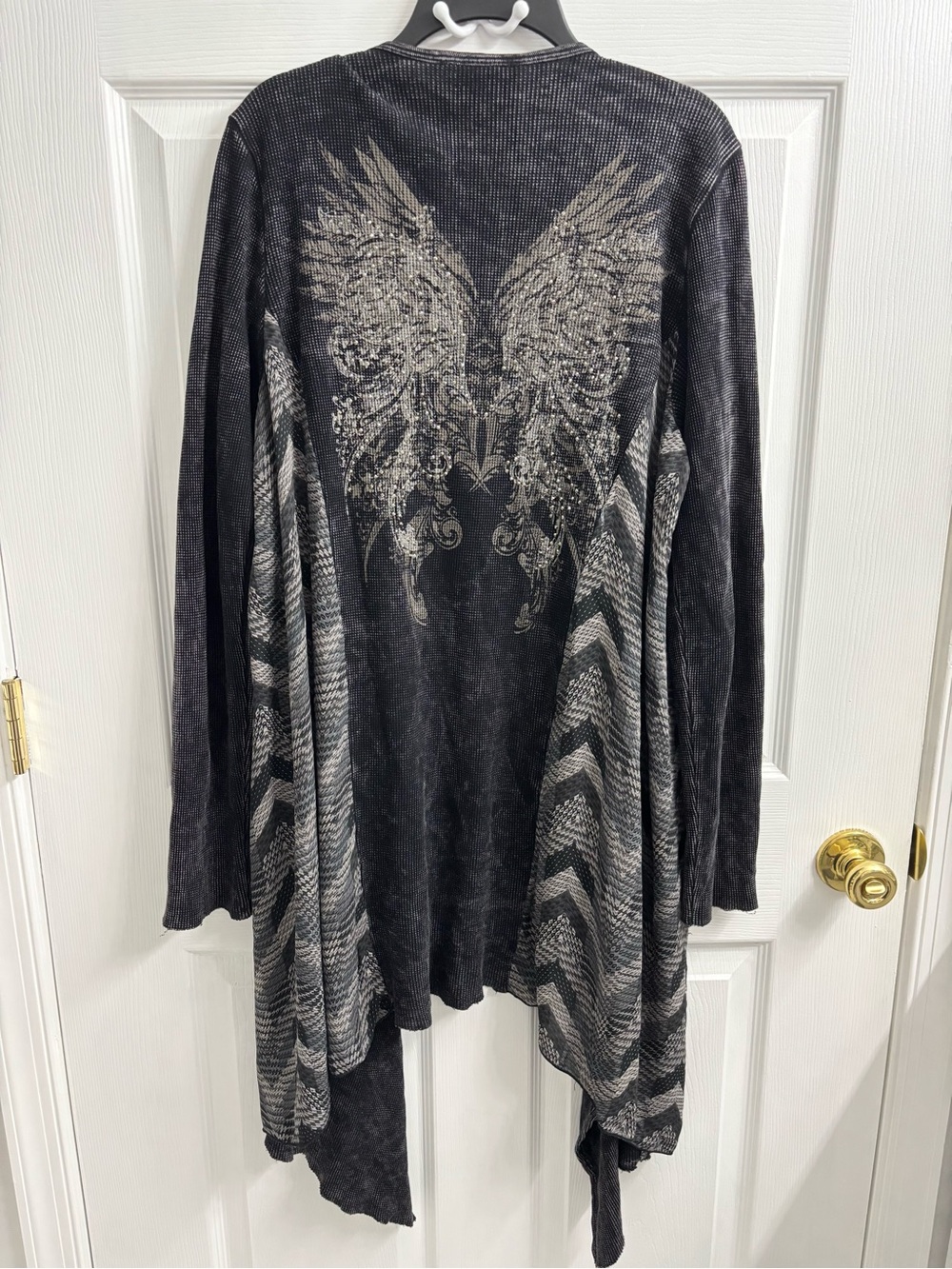 Vocal Cardigan Bedazzled Angel Wings Boho Western Rock Grunge Mixed Media